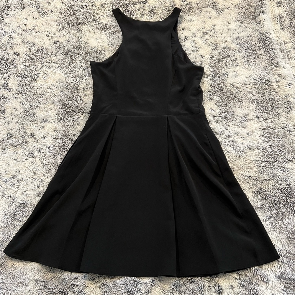 EXPRESS Black Front-Zip A-Line Dress - Picture 2 of 4